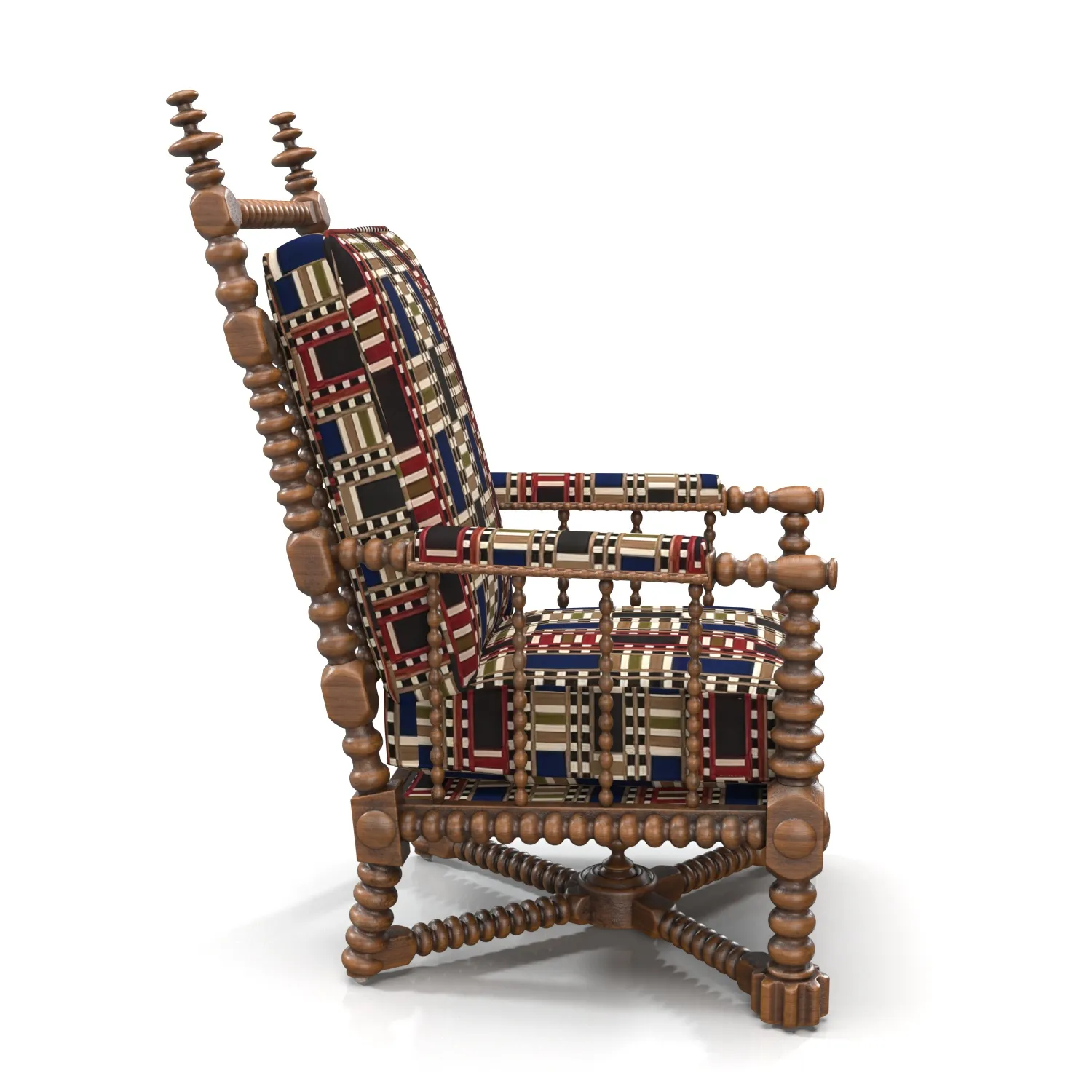 Oak Bobbin Armchair PBR 3D Model_03
